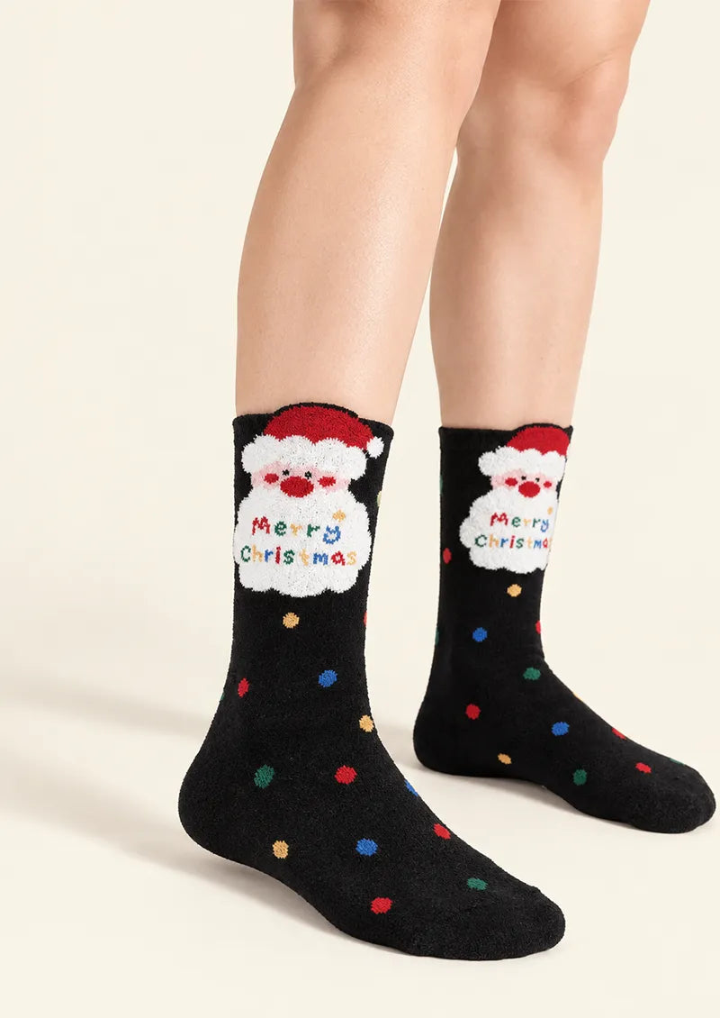 Black Santa Greeting Crew Socks