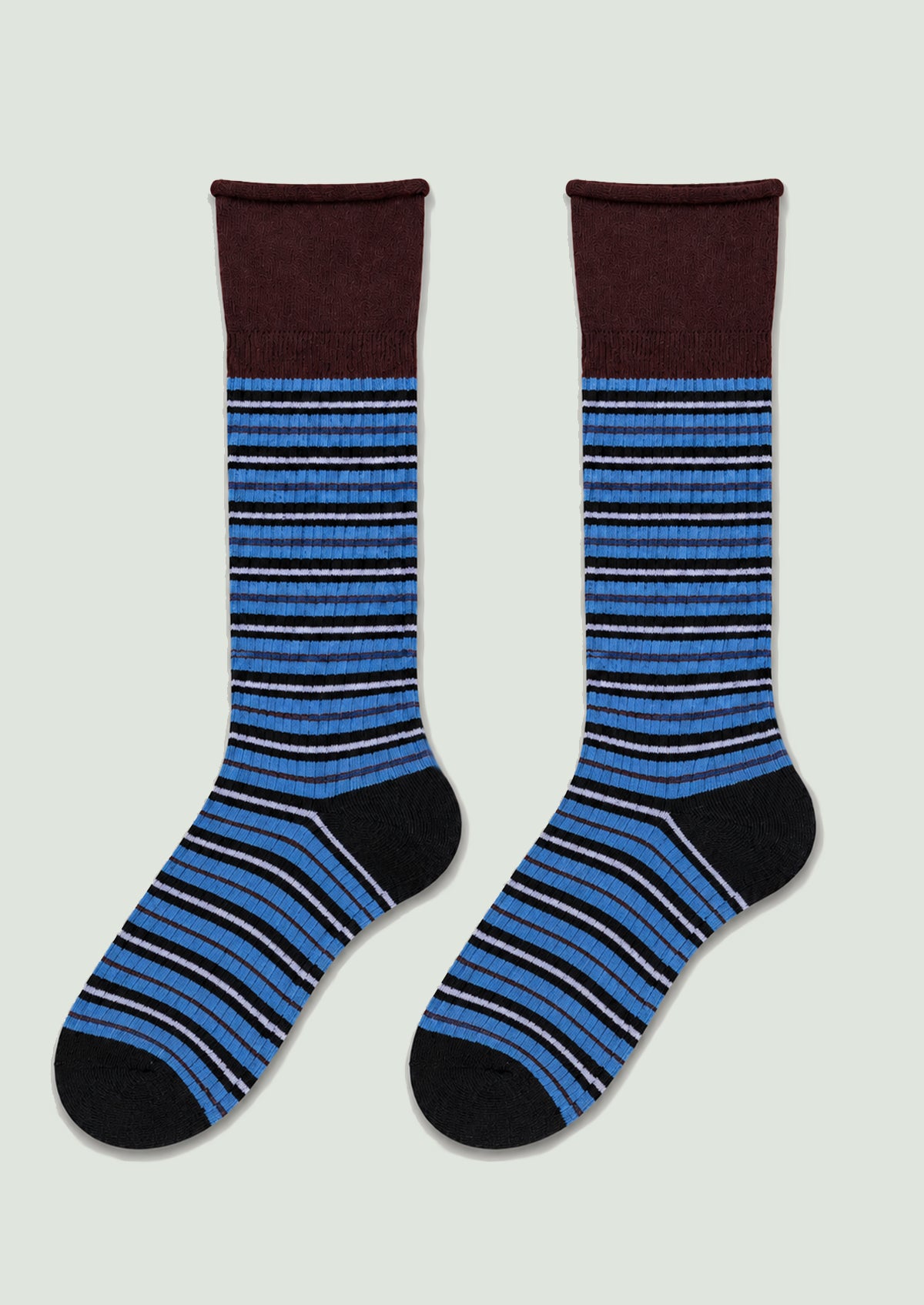 Multicolor Ribbed Striped Crew Socks