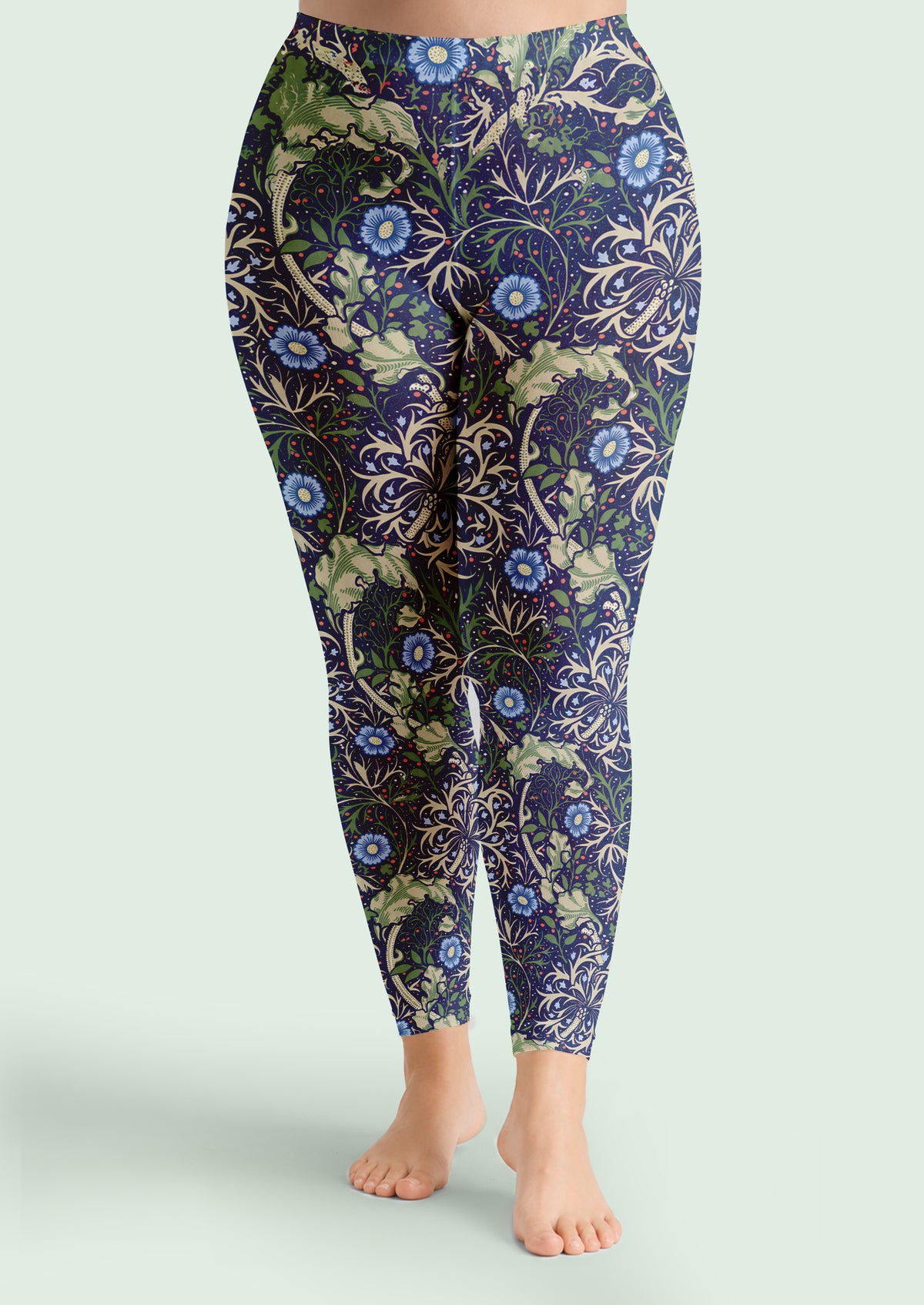 Navy William Morris Floral Footless Tights