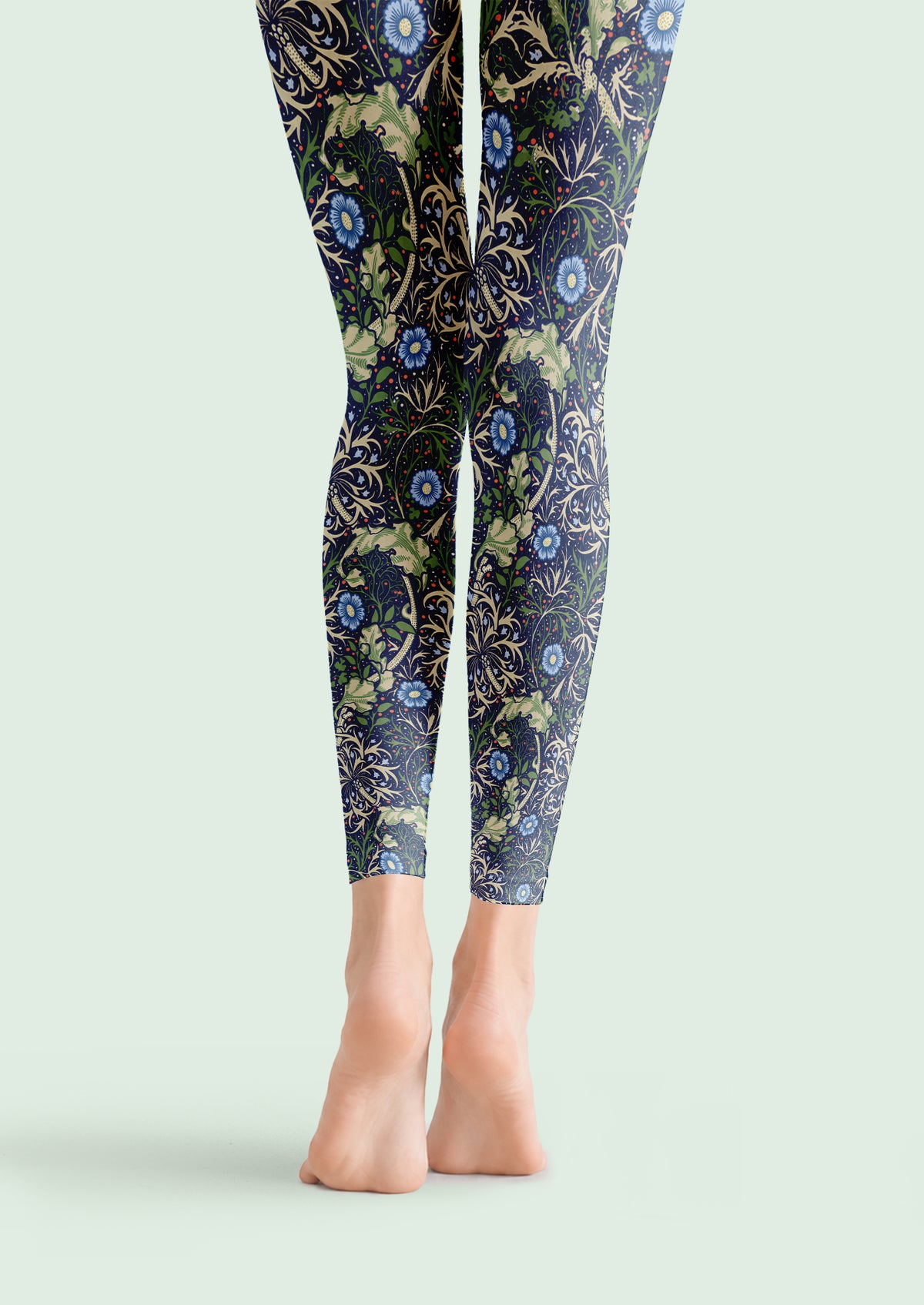 Navy William Morris Floral Footless Tights