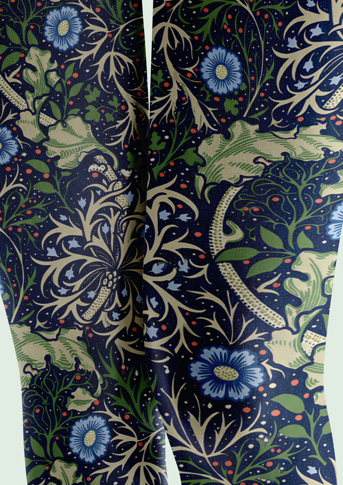 Navy William Morris Floral Footless Tights