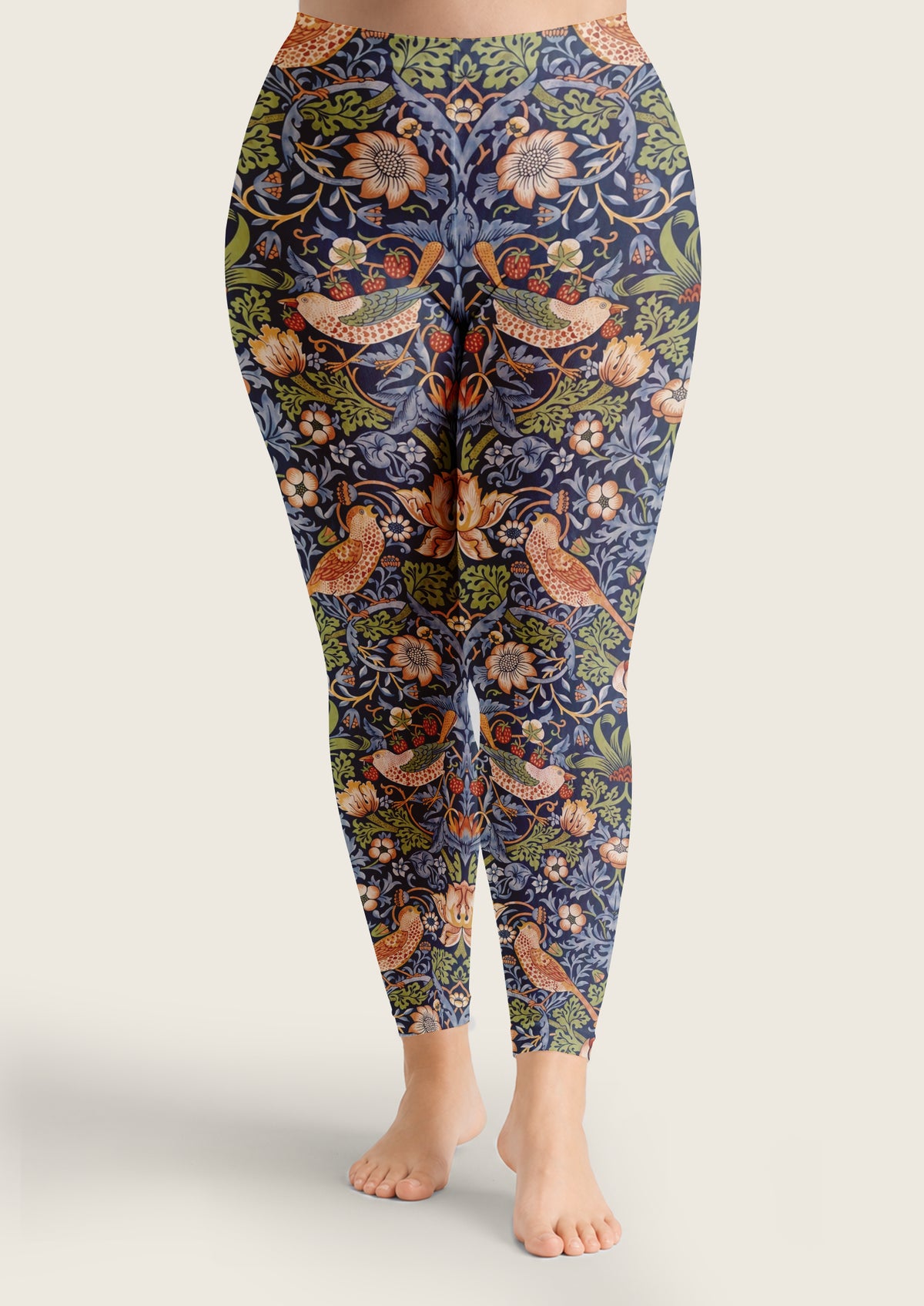 Navy William Morris Strawberry Thief Footless Tights
