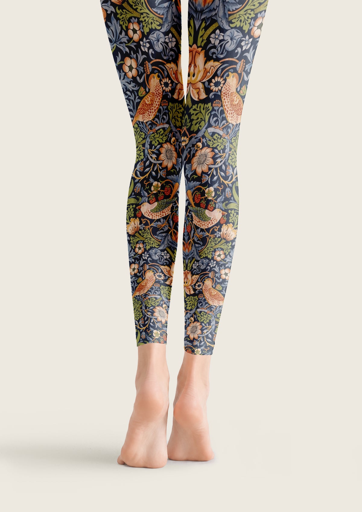 Navy William Morris Strawberry Thief Footless Tights
