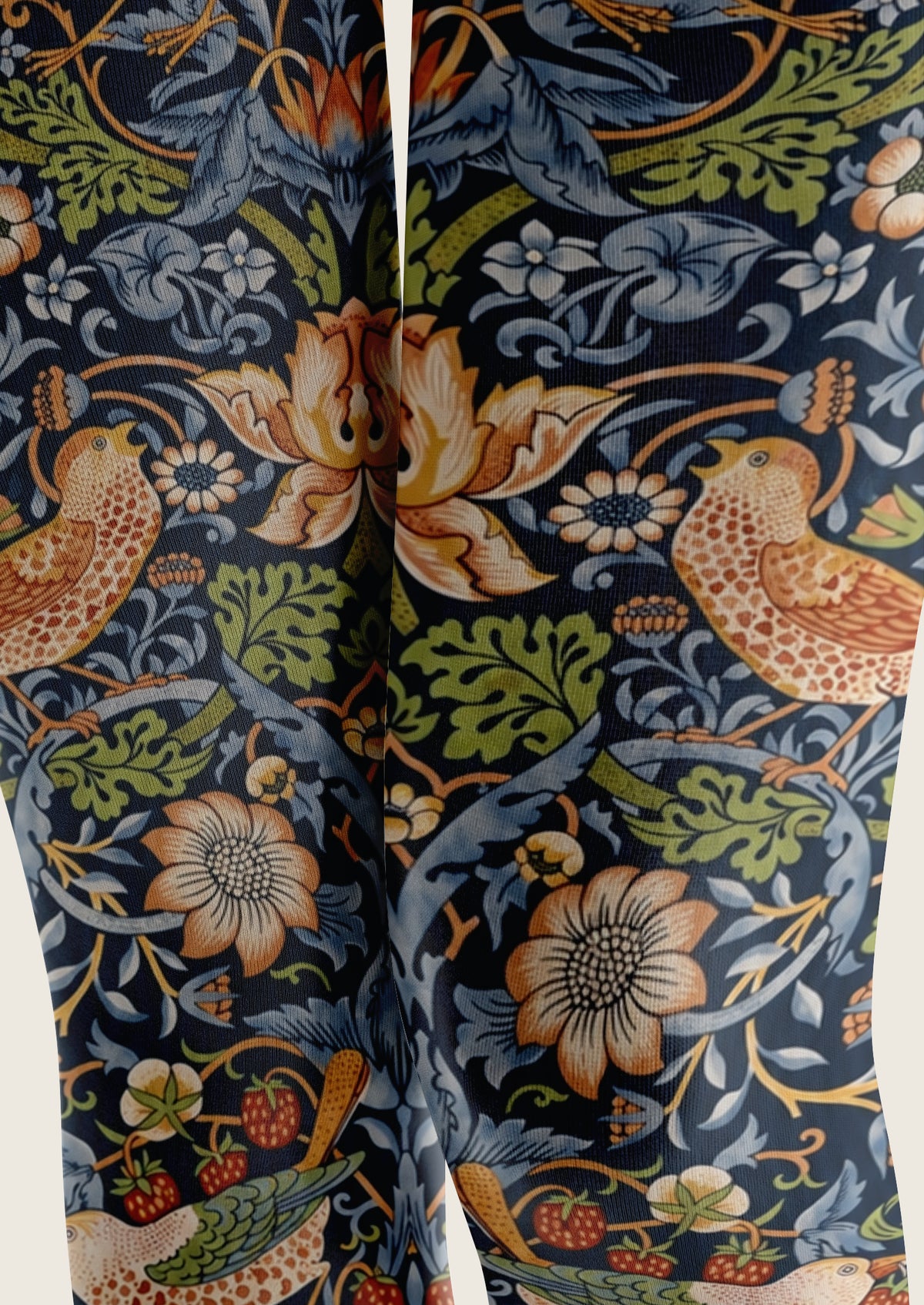 Navy William Morris Strawberry Thief Footless Tights