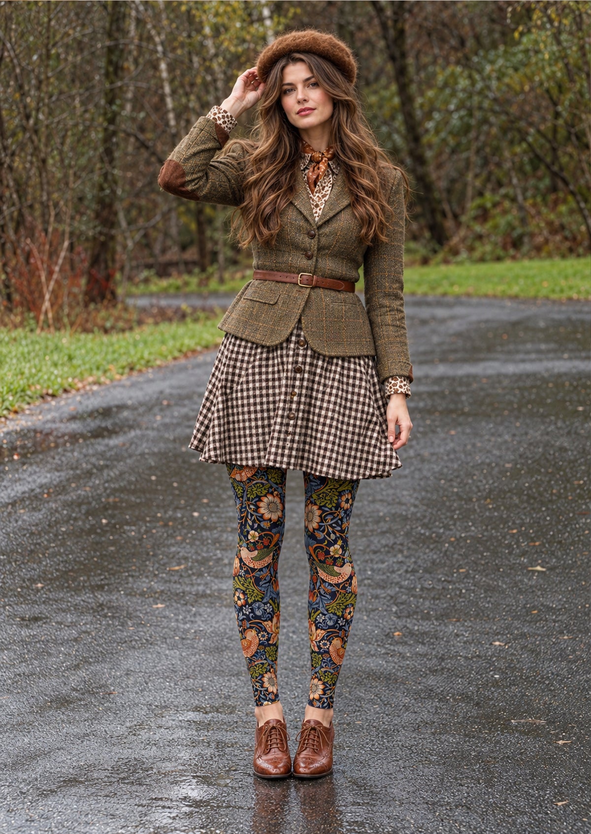 Navy William Morris Strawberry Thief Footless Tights