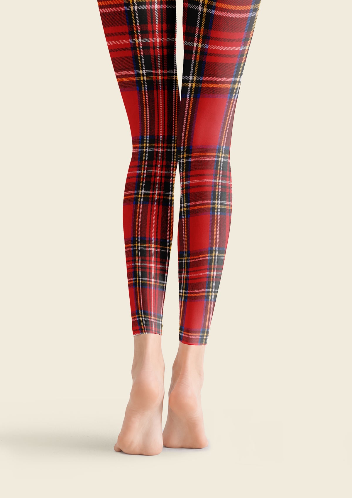 Red Asymmetric Tartan Plaid Footless Tights