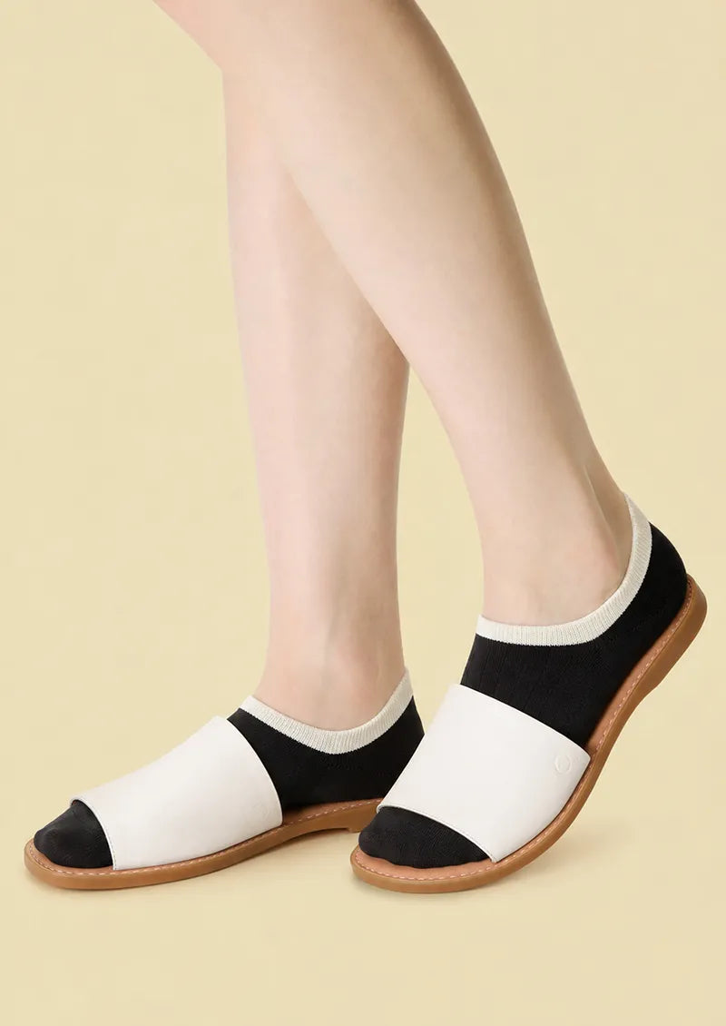 Black & Cream Halo Ring No-Show Socks