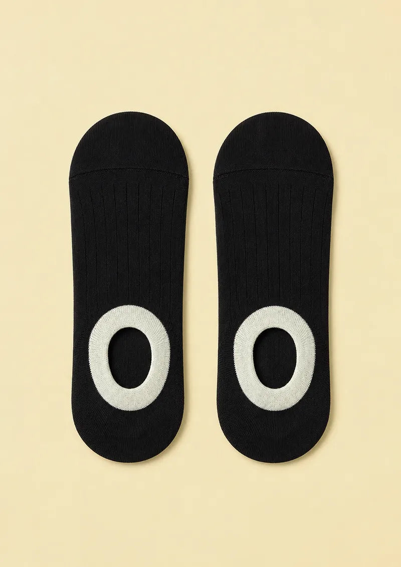 Black & Cream Halo Ring No-Show Socks