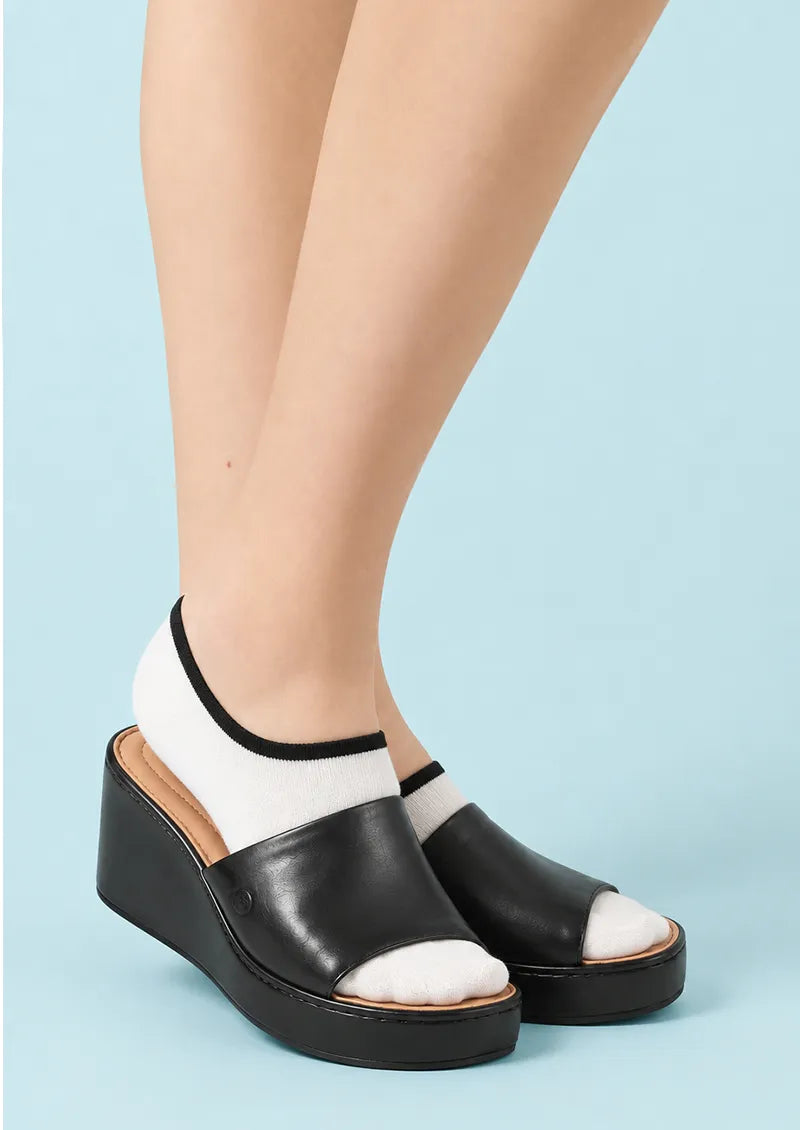 White & Black Orbit Ring No-Show Socks