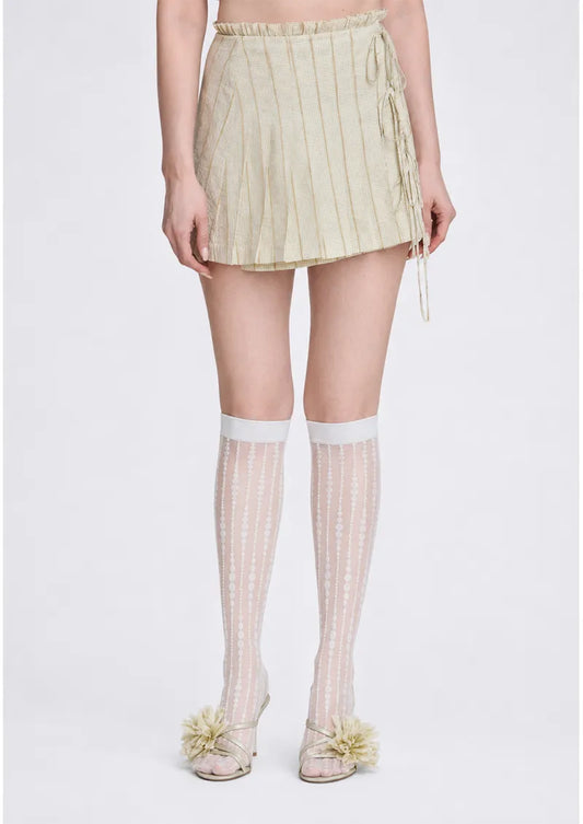 White Dotted Stripe Sheer Knee-High Socks