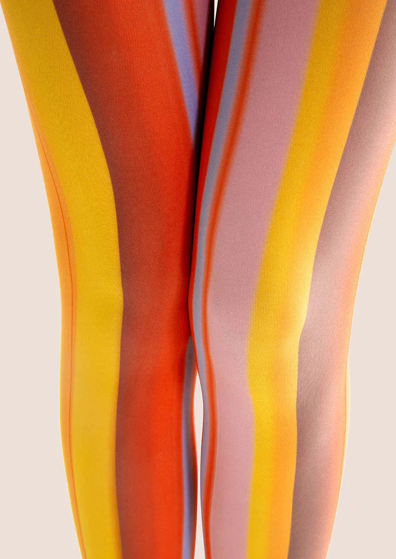 Pop Art Print Tights Colorful Pantyhose/Tights [Orange-Amber Stripes]
