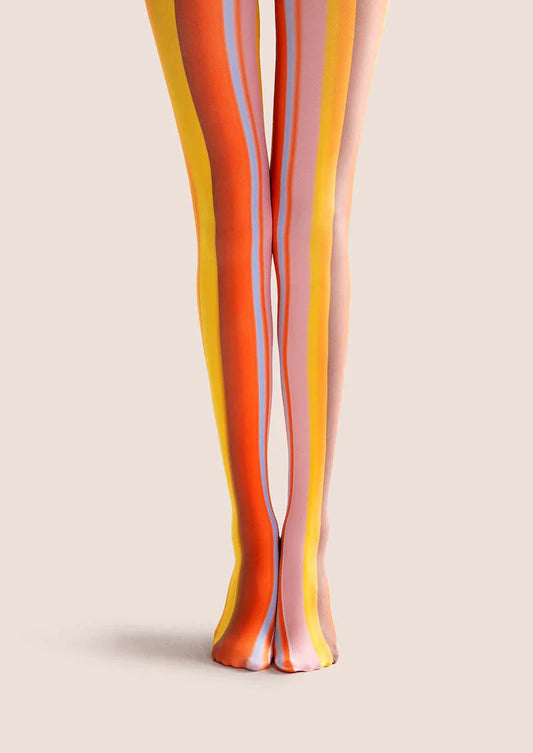 Pop Art Print Tights Colorful Pantyhose/Tights [Orange-Amber Stripes]
