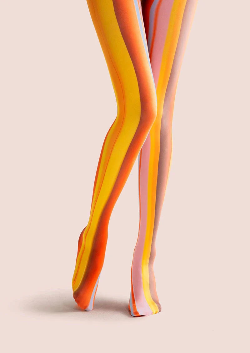 Pop Art Print Tights Colorful Pantyhose/Tights [Orange-Amber Stripes]