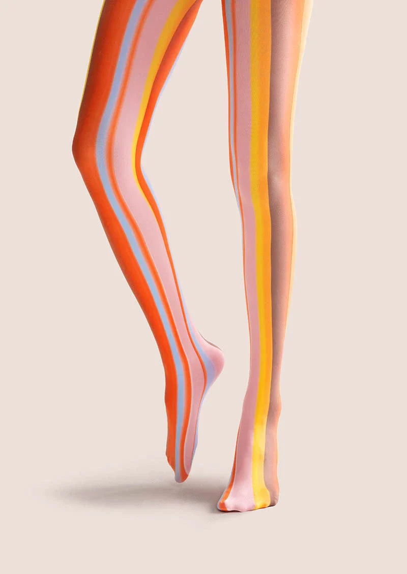 Pop Art Print Tights Colorful Pantyhose/Tights [Orange-Amber Stripes]
