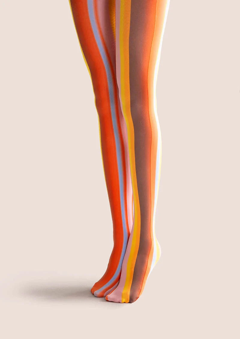 Pop Art Print Tights Colorful Pantyhose/Tights [Orange-Amber Stripes]