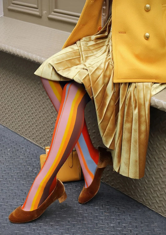 Pop Art Print Tights Colorful Pantyhose/Tights [Orange-Amber Stripes]