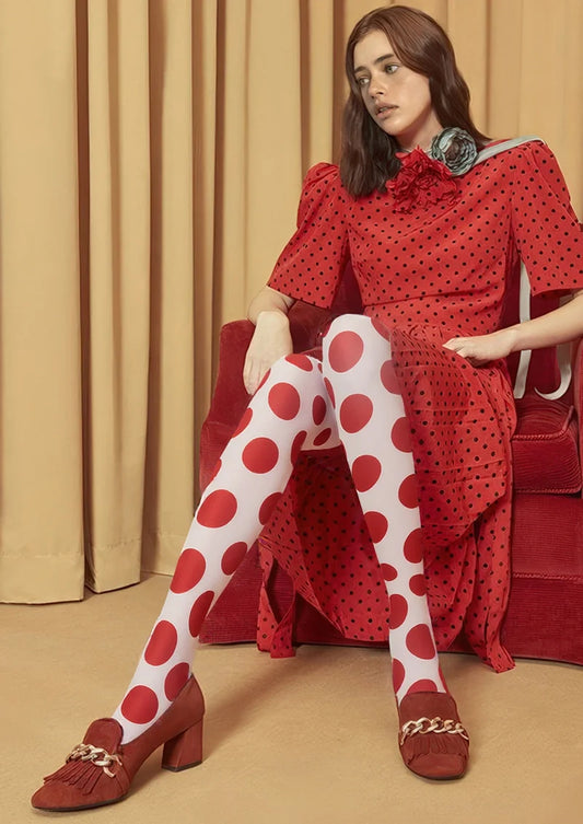 Red Polka Dot Tights Hosiery Pantyhose