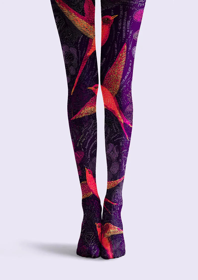Art Print Tights Personality Pantyhose/Tights [Crimson Flight]