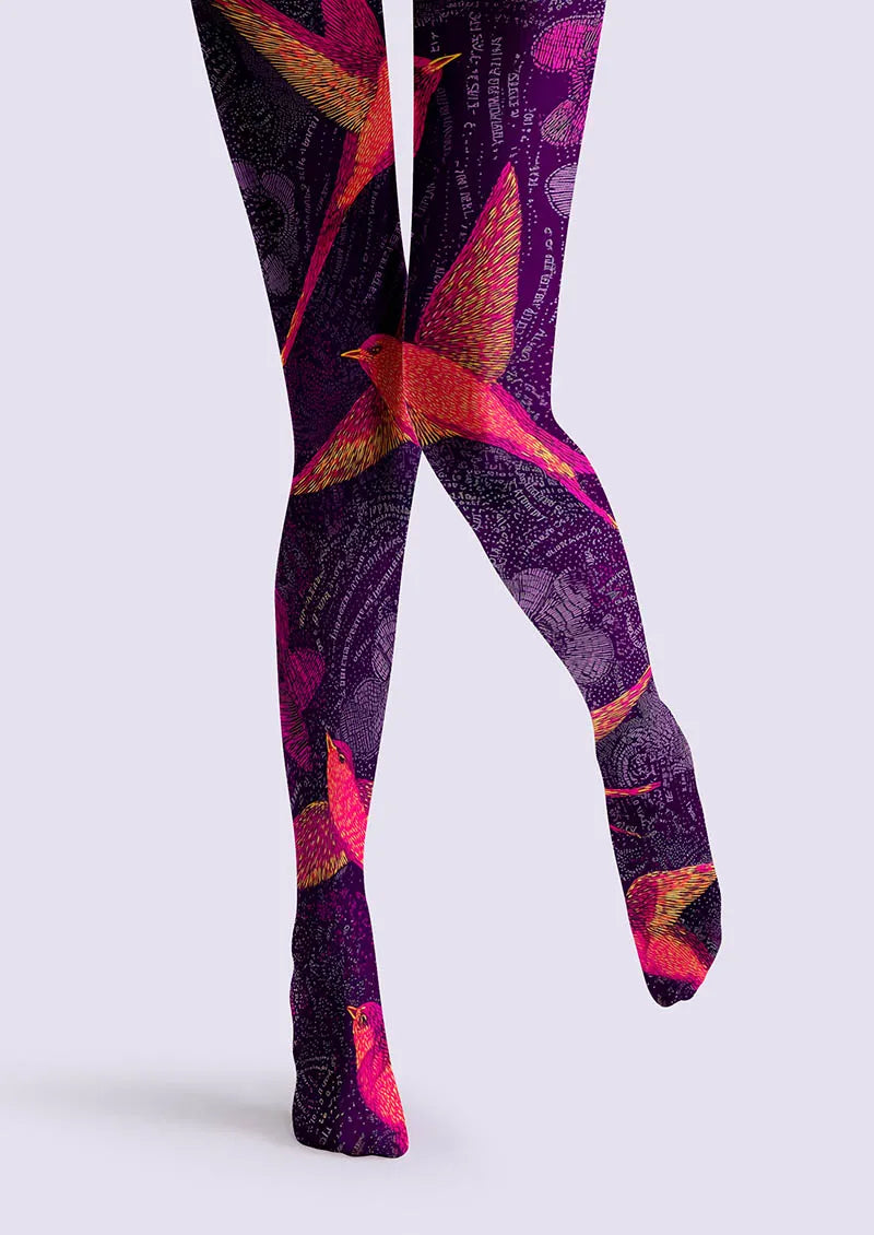 Art Print Tights Personality Pantyhose/Tights [Crimson Flight]