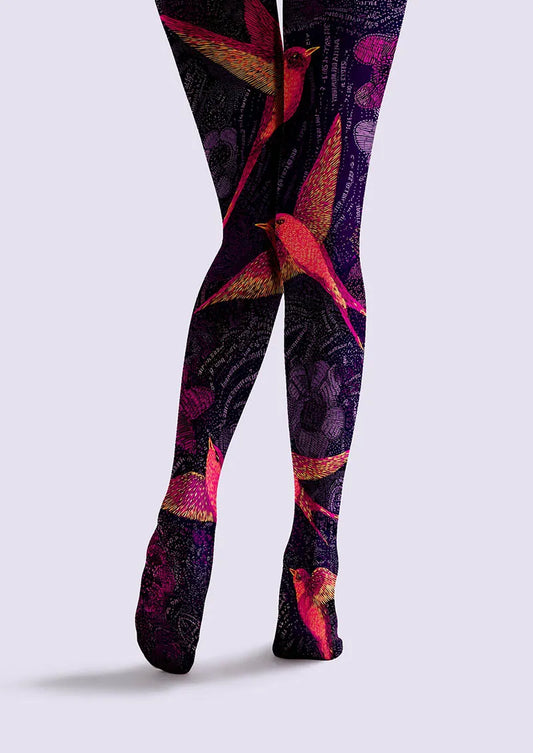 Art Print Tights Personality Pantyhose/Tights [Crimson Flight]
