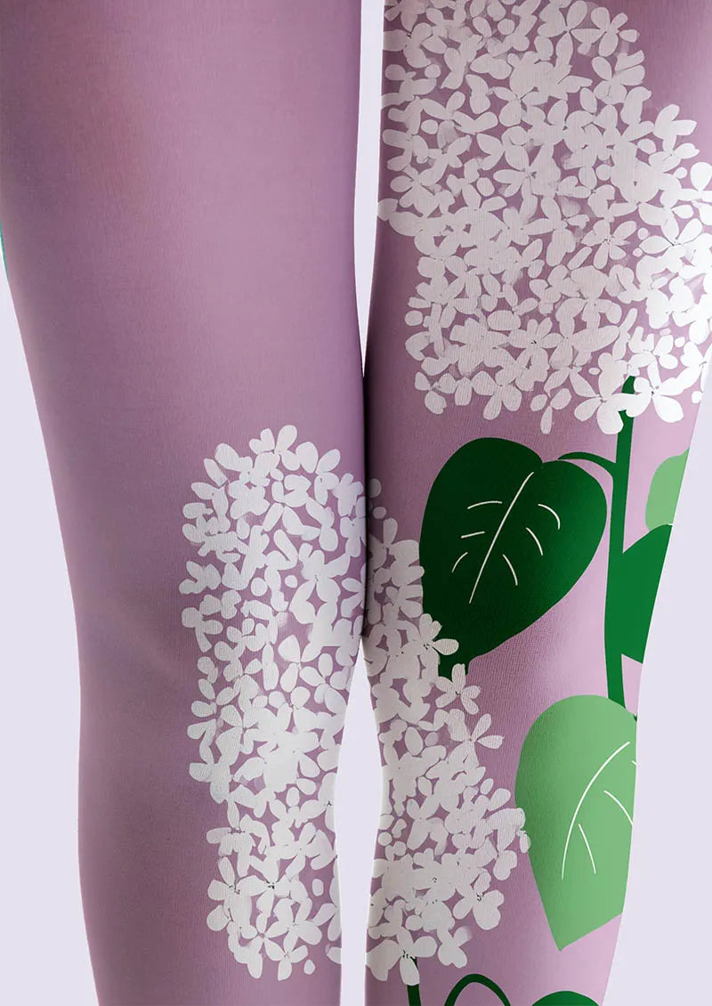 Plant Print Tights Geometric figure Pantyhose/Tights [Purple Hydrangea]