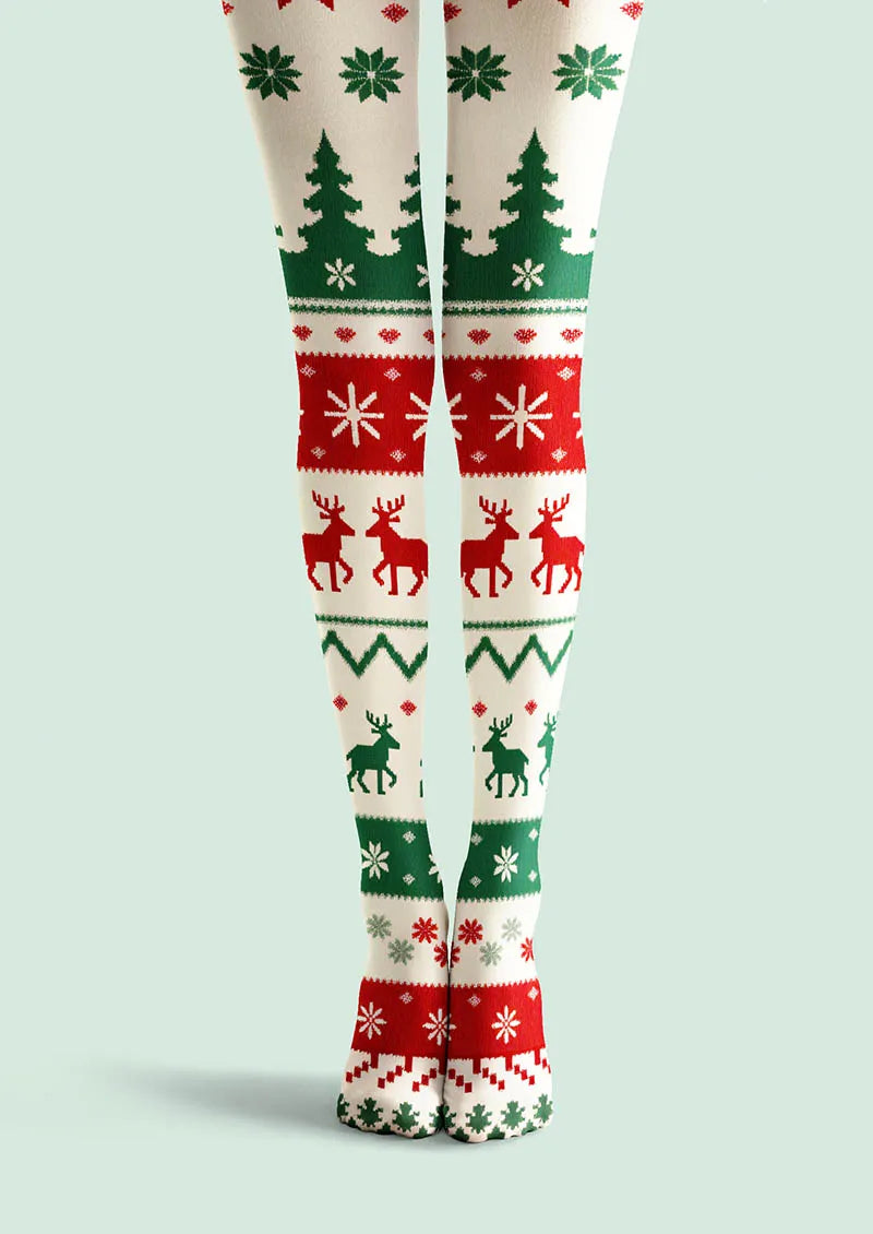 Holiday Fun Art Print Tights Personalized Tights/Tights [Snowy Eve]