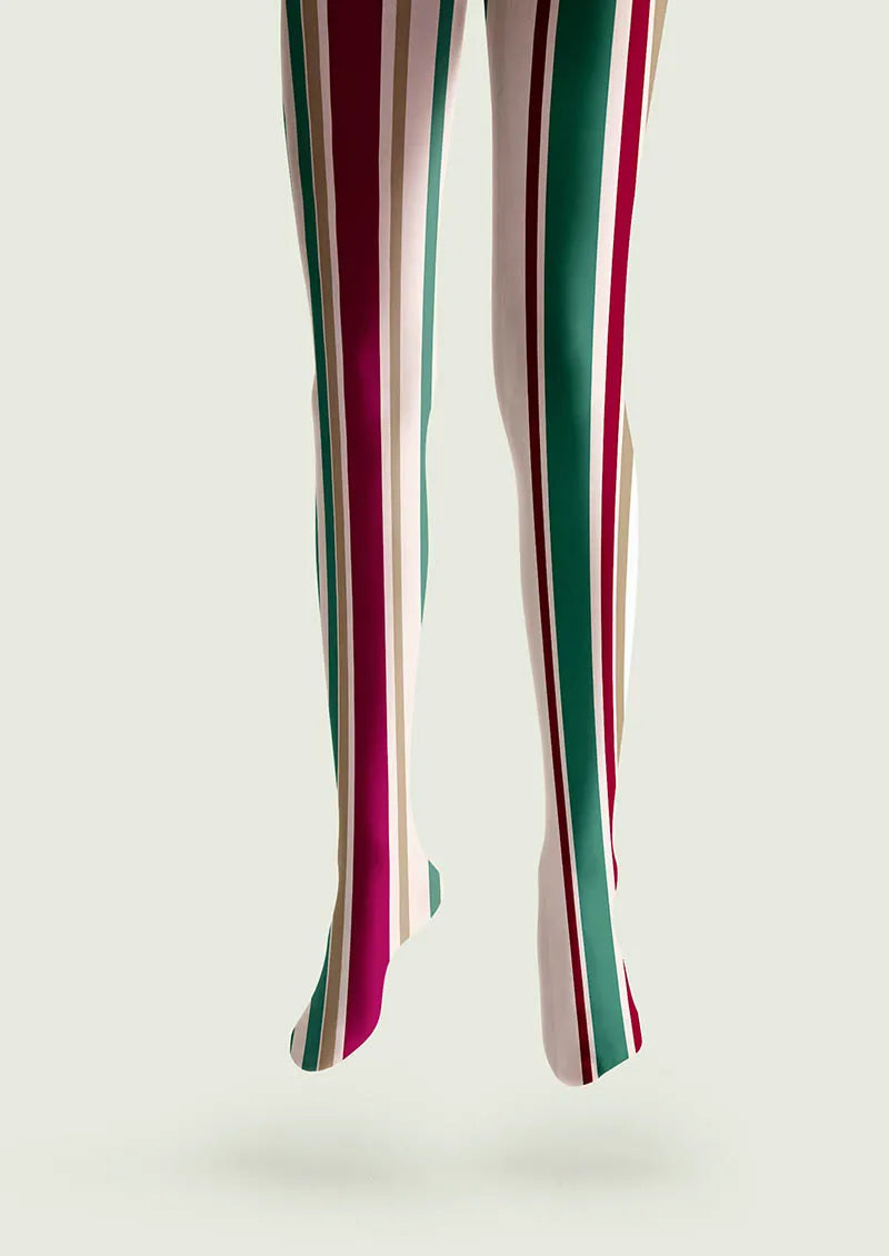 Classic Fashion Print Tights Personalized Tights/Tights [Red-Green Stripes]