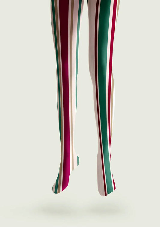 Classic Fashion Print Tights Personalized Tights/Tights [Red-Green Stripes]
