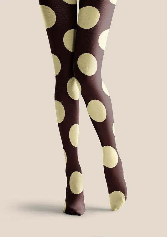 Pop Art Print Tights Personalized Tights/Tights [Mocha Dots]