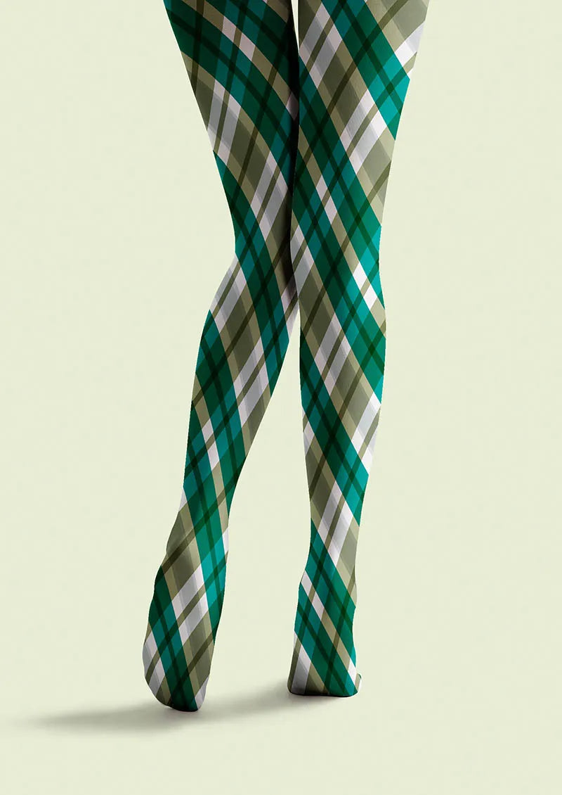 Forest Check Pattern Tights Hosiery Pantyhose