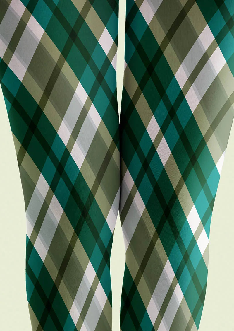Forest Check Pattern Tights Hosiery Pantyhose