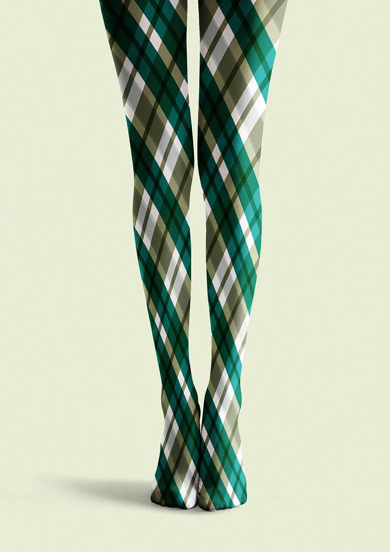 Forest Check Pattern Tights Hosiery Pantyhose