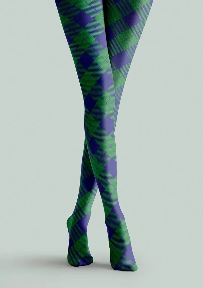 Teal Check Tights Hosiery Pantyhose