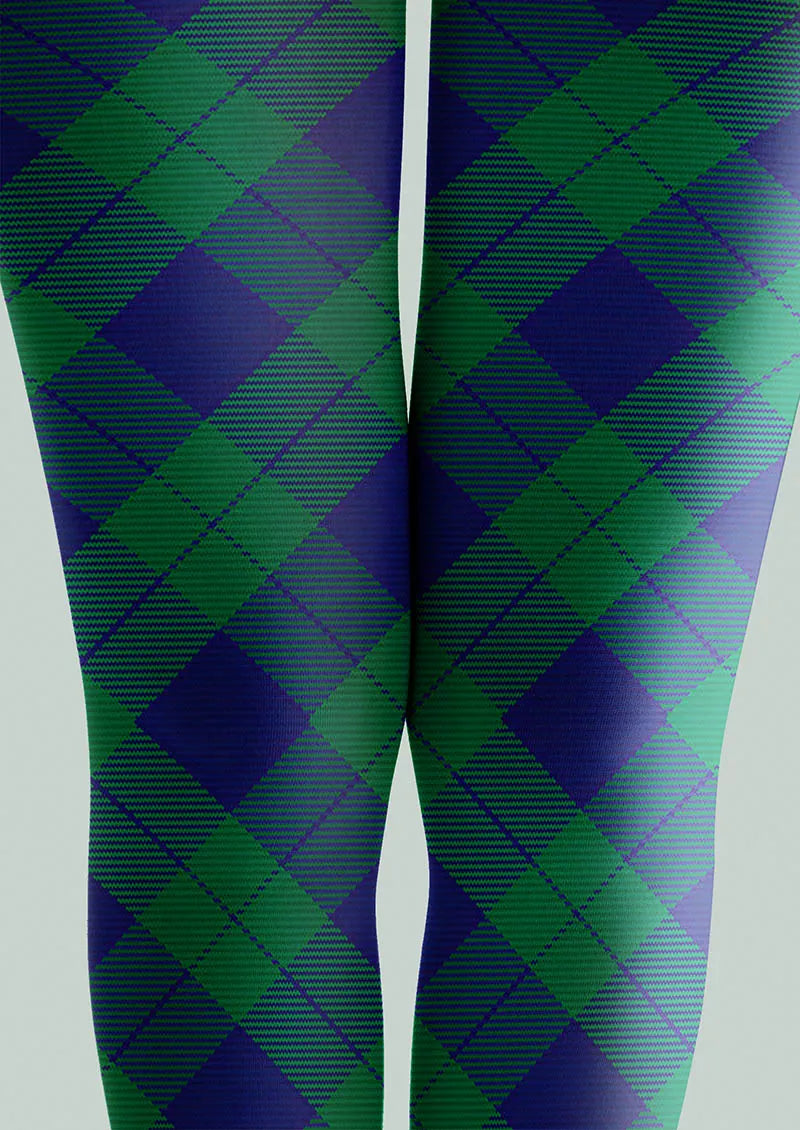 Teal Check Tights Hosiery Pantyhose