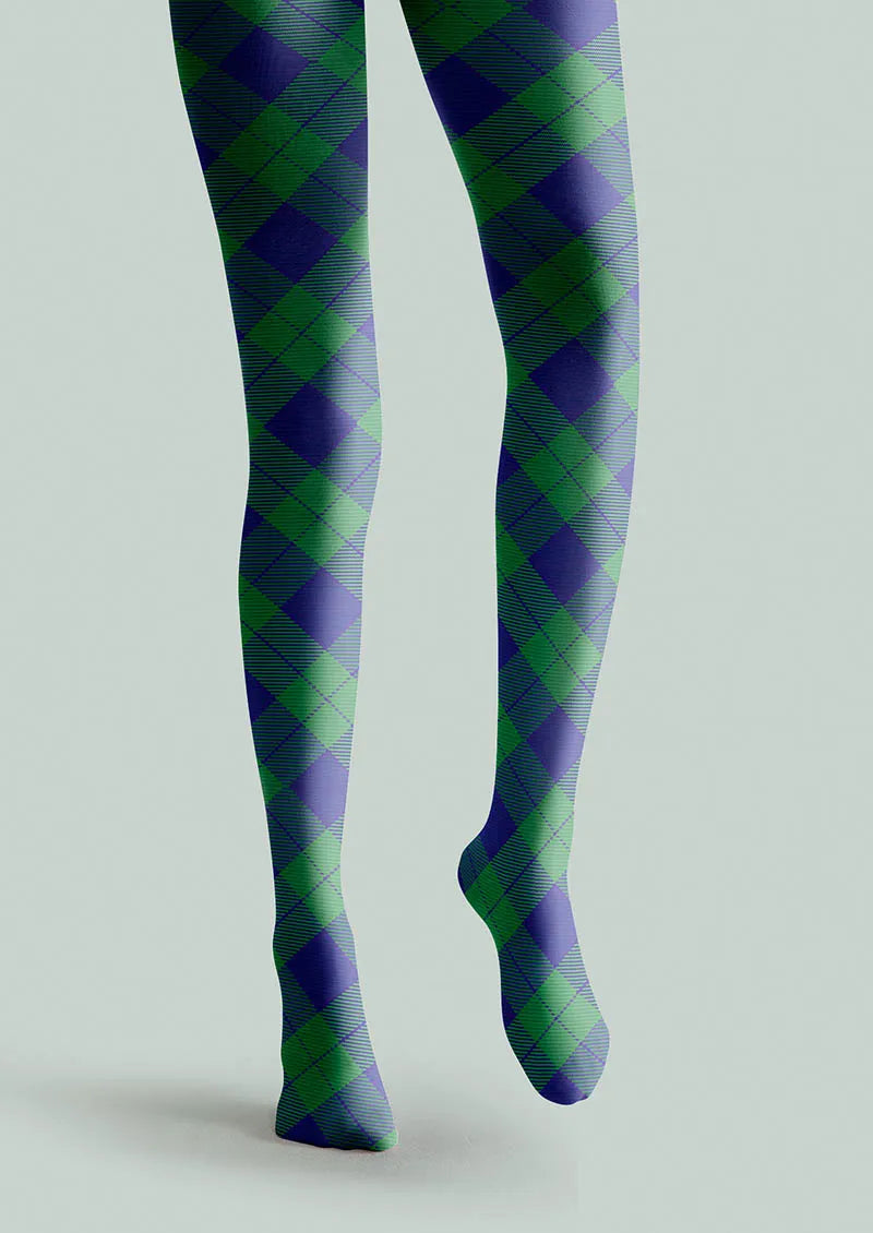 Teal Check Tights Hosiery Pantyhose