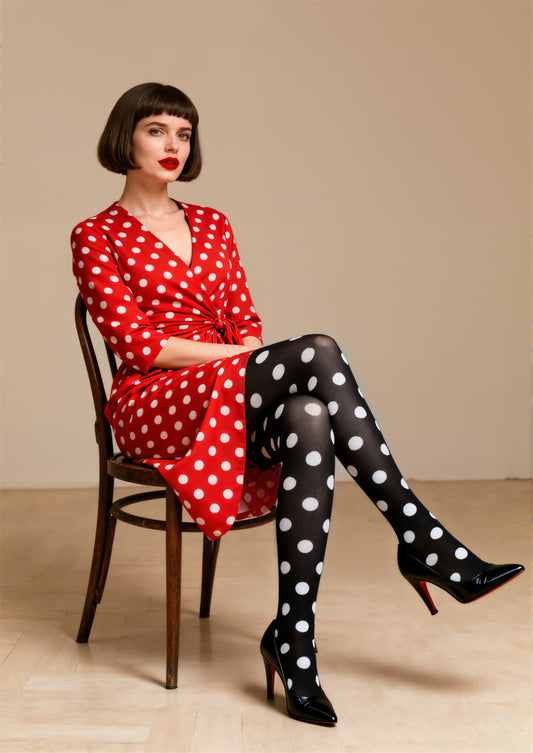 Black & White Polka Dot Tights Hosiery Pantyhose