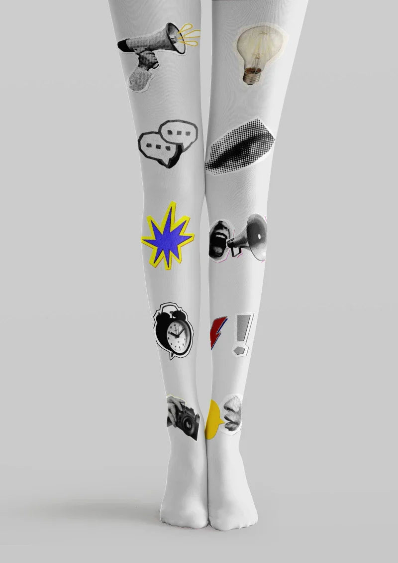 Vintage Item Graphic Tights Hosiery Pantyhose