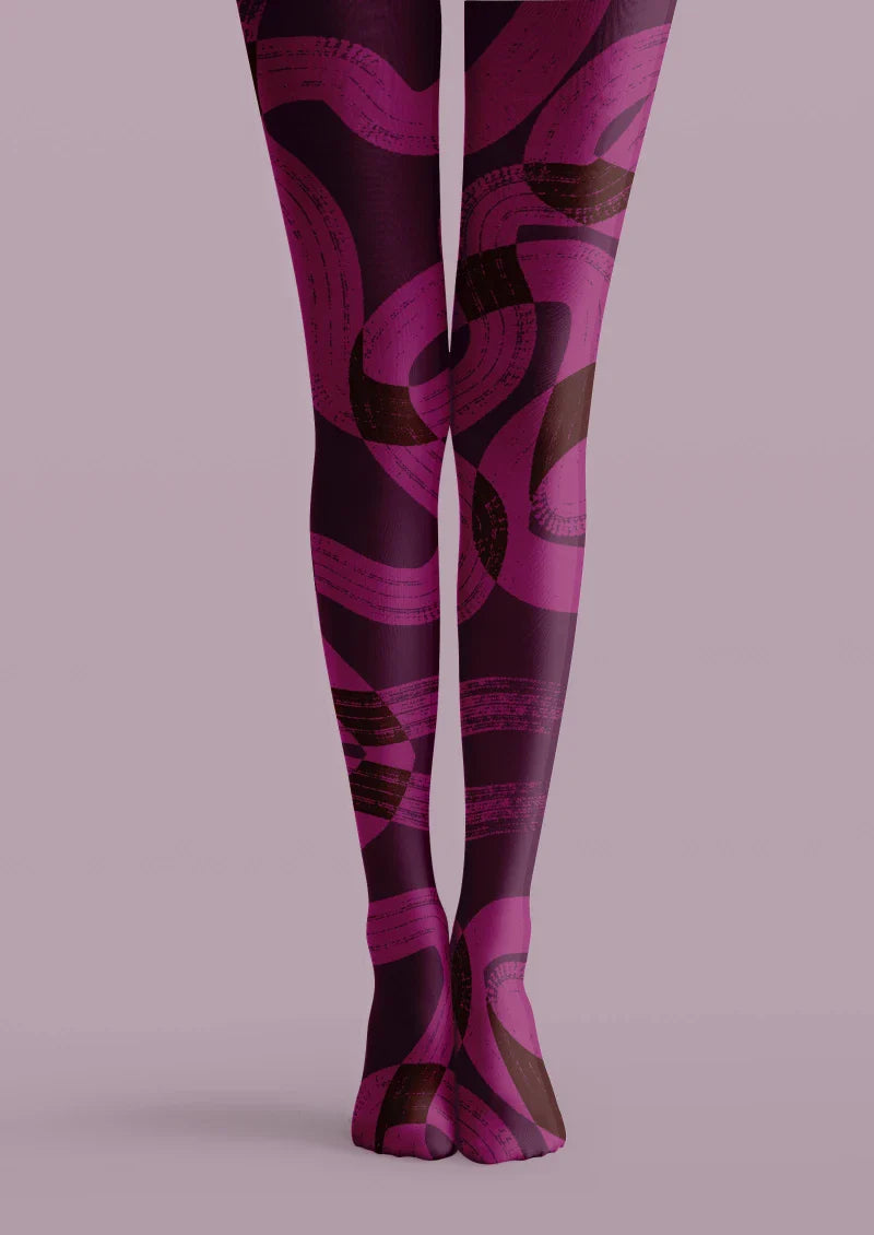 Purple Abstract Pattern Tights Hosiery Pantyhose