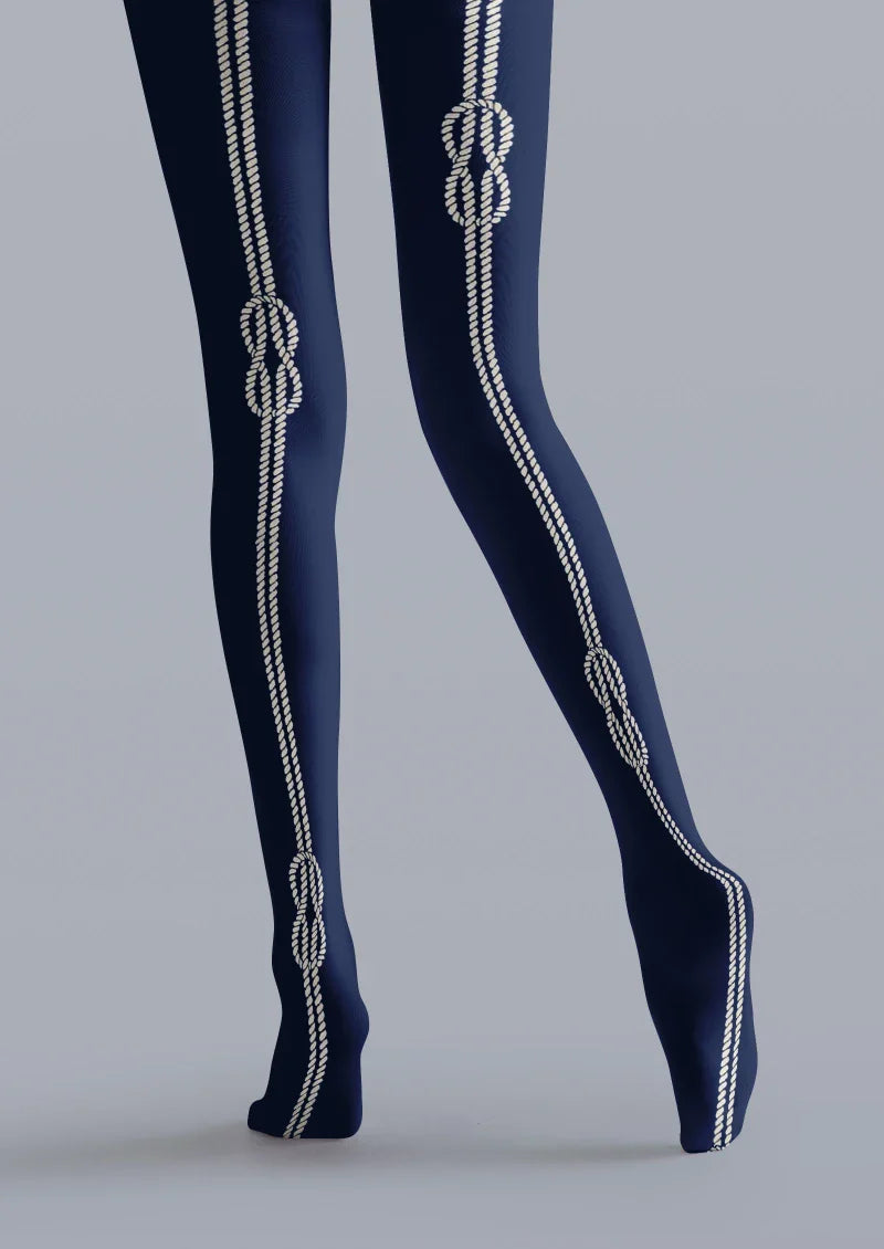 Navy Chain Graphic Tights Hosiery Pantyhose