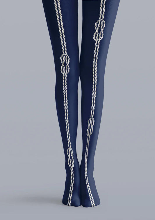 Navy Chain Graphic Tights Hosiery Pantyhose