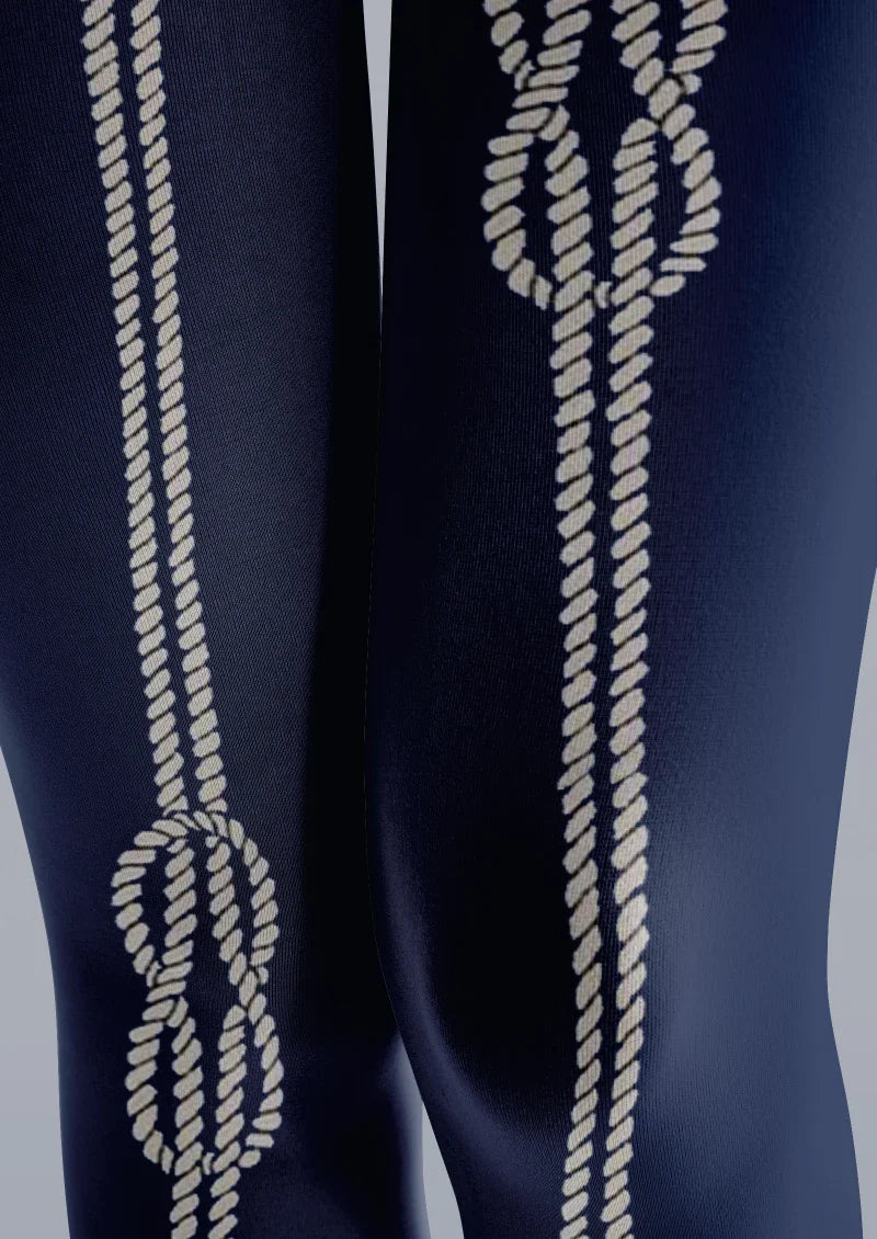 Navy Chain Graphic Tights Hosiery Pantyhose