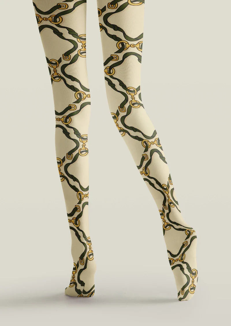 Beige Argyle Tights Hosiery Pantyhose