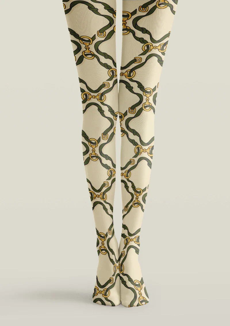 Beige Argyle Tights Hosiery Pantyhose