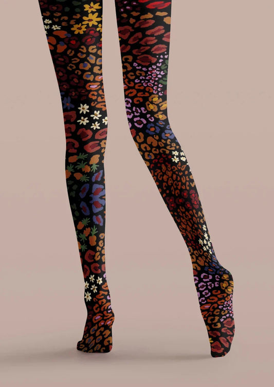 Colorful Floral Print Tights Hosiery Pantyhose