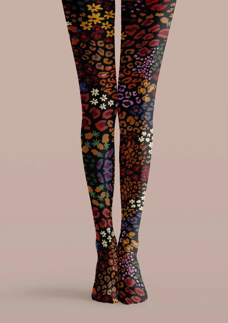 Colorful Floral Print Tights Hosiery Pantyhose