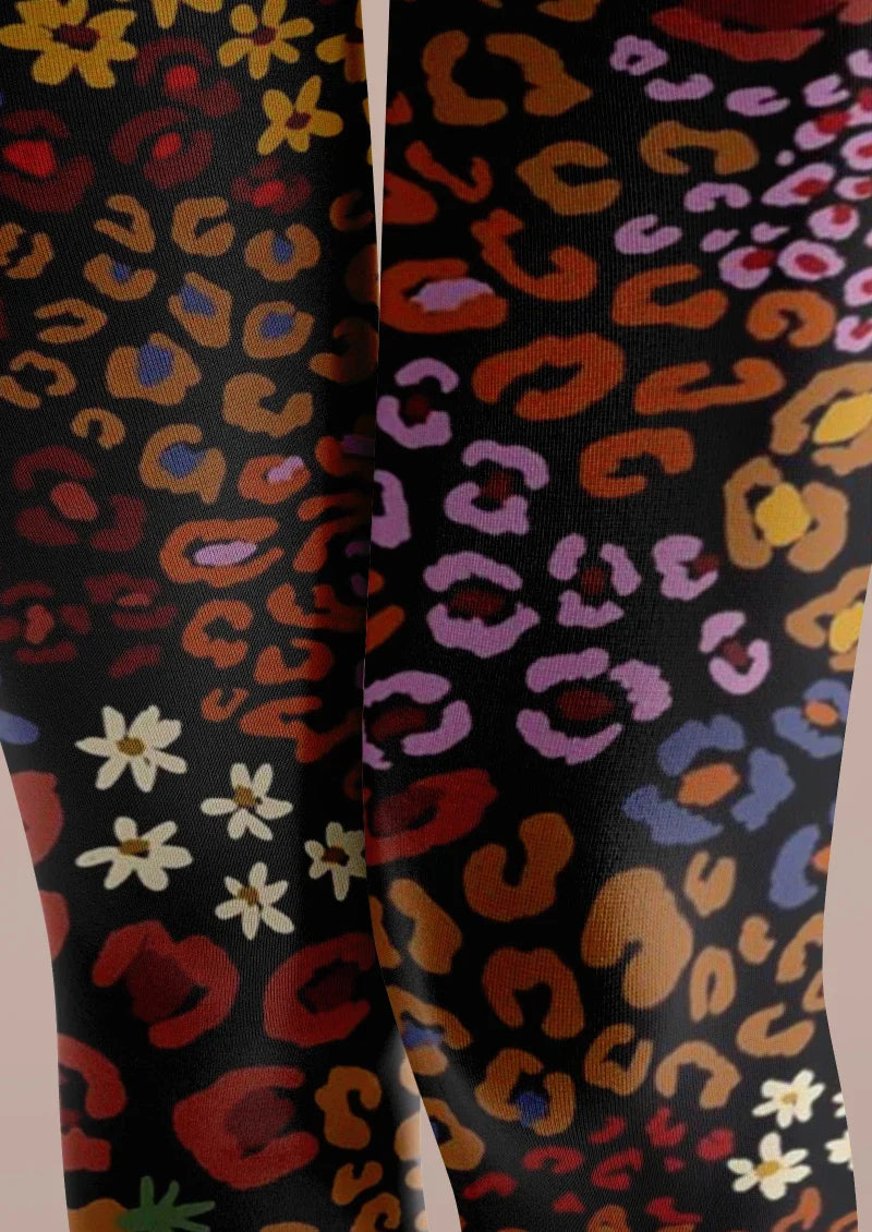 Colorful Floral Print Tights Hosiery Pantyhose