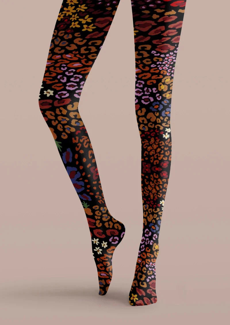 Colorful Floral Print Tights Hosiery Pantyhose
