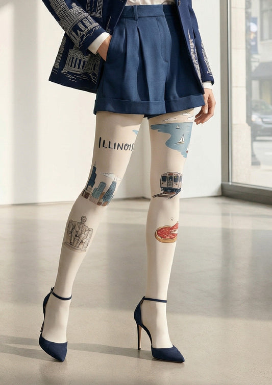 Illinois Theme Graphic Tights Hosiery Pantyhose