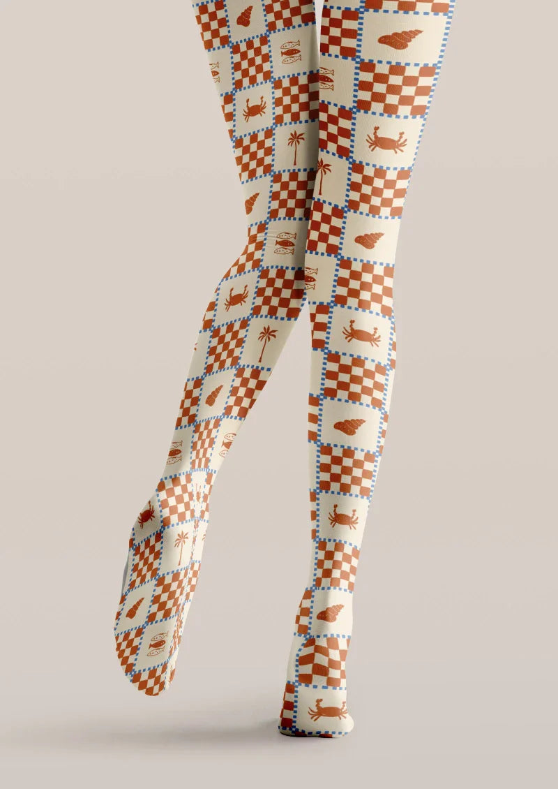 Checkerboard Plaid Tights Hosiery Pantyhose