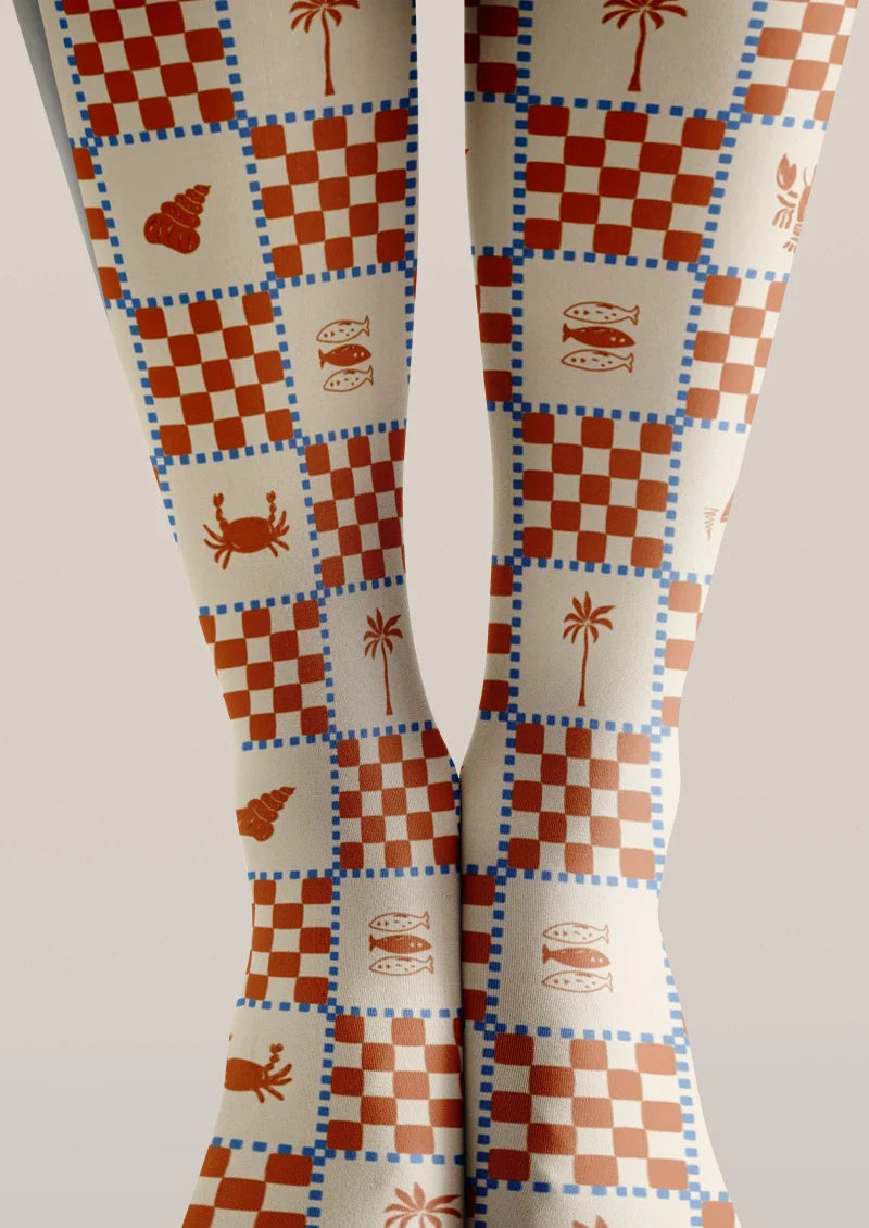 Checkerboard Plaid Tights Hosiery Pantyhose